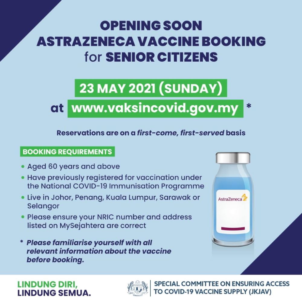 Opening Soon AstraZeneca Vaccine Booking For Senior Citizen